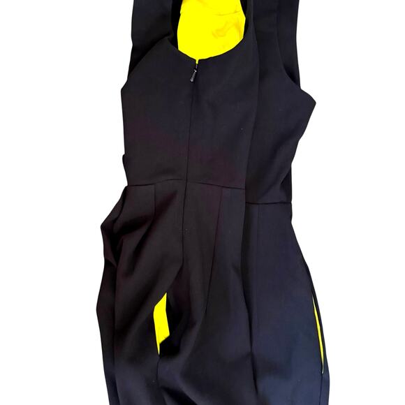 Andrew Marc Black Midi Dress Sleeveless Ruffle Tank Dress Size 2 Career Work - Picture 7 of 11